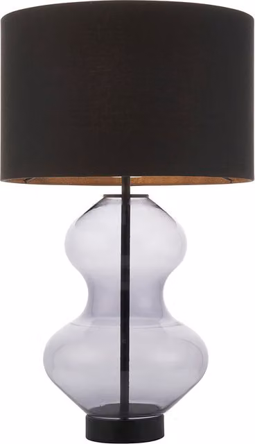 Perch & Parrow Cleo Shaped Table Lamp in Black with Fabric Shade