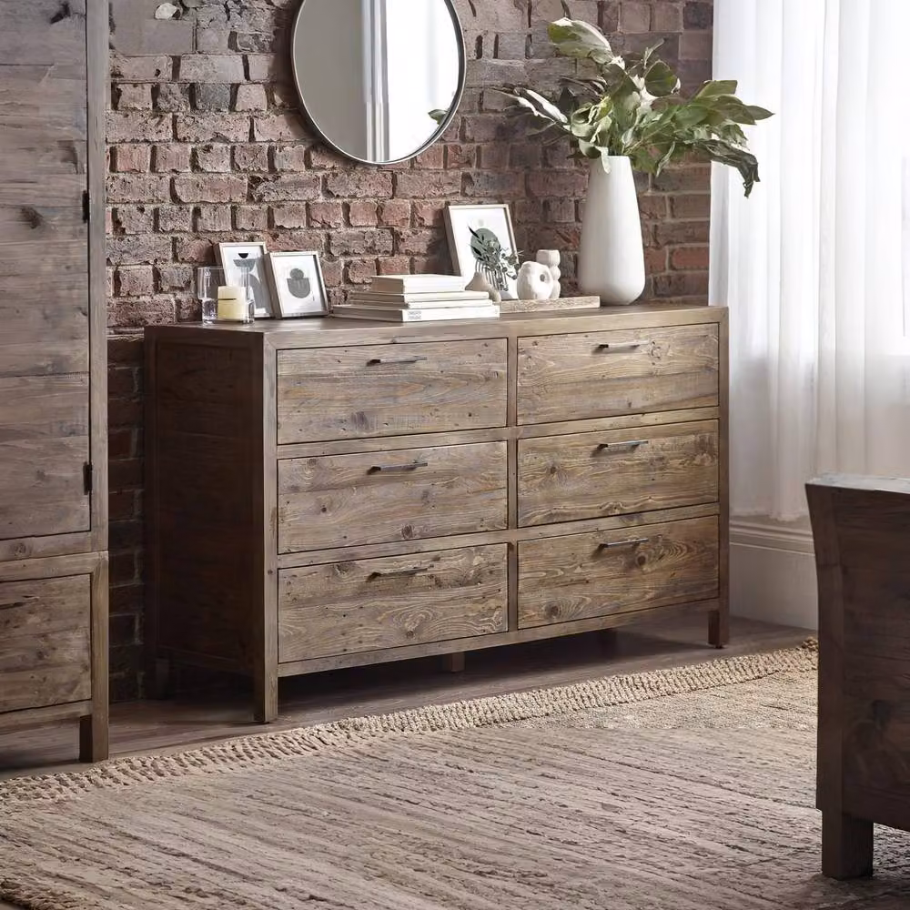 Cheshire Premium Legacy 6 Drawer Wide Chest in Beige and Brown Wood – 3