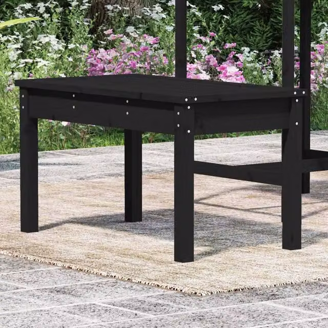 Berkfield Home Beautiful Black Solid Wood Pine Garden Bench W/D/H: 80 x 44 x 45 cm – 1