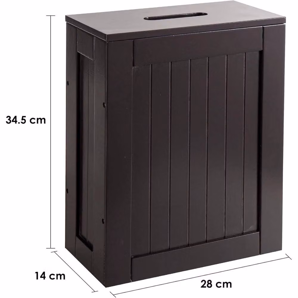 FORGEVIO Slim Freestanding Bathroom Storage Cabinet and Toilet Roll Holder in Matt Black, H: 34.5 cm x W: 28.0 cm x D: 14.0 cm – 2