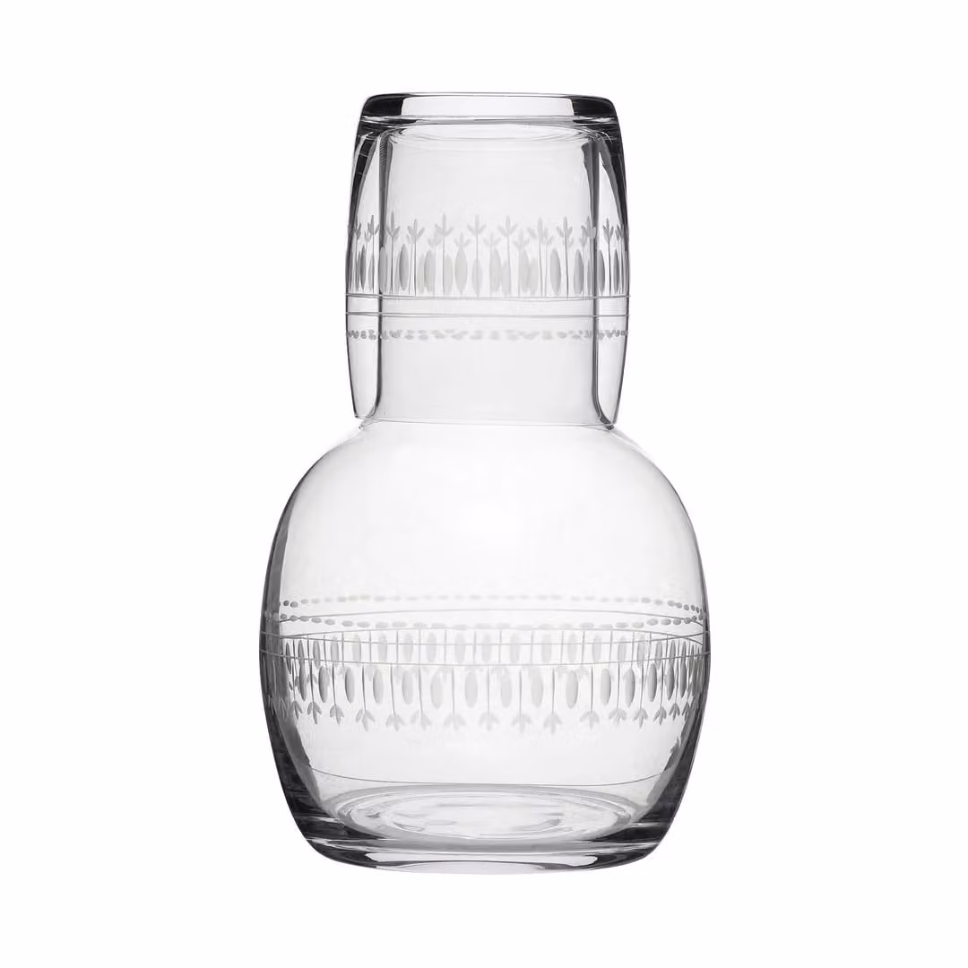 The Vintage List Ovals Lead-Free Crystal Carafe and Glass Set, Transparent