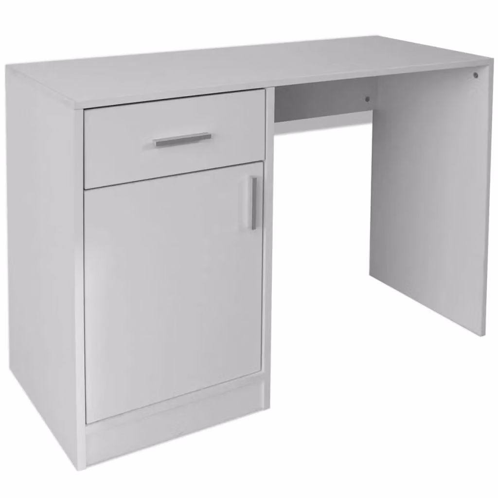 Berkfield Modern White Writing Desk with Drawer and Cabinet W/D/H: 100 x 40 x 73 cm – 2