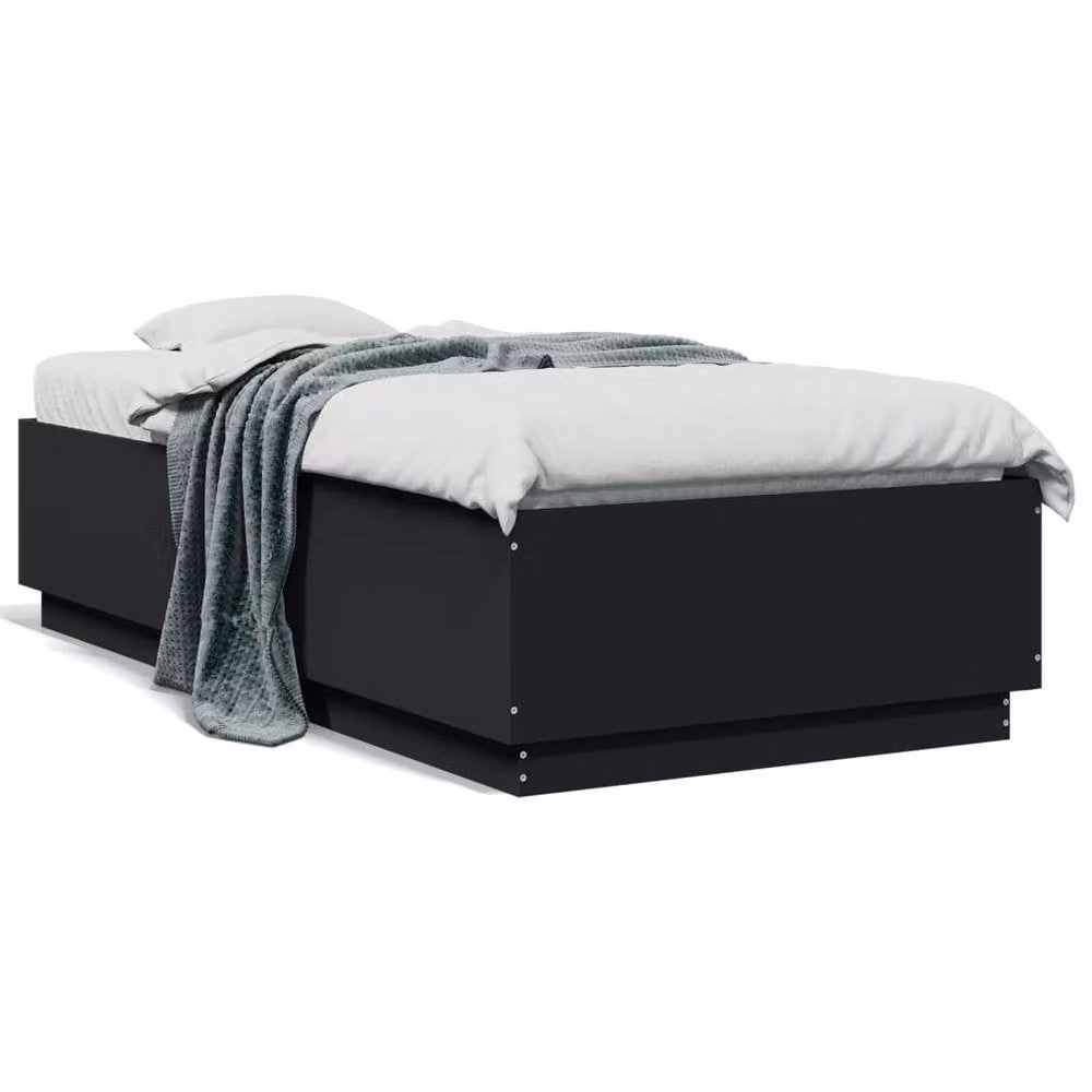 Berkfield Home Modern Single Bed Frame in Black, W/D/H: 90 x 190 x 40 cm – 3