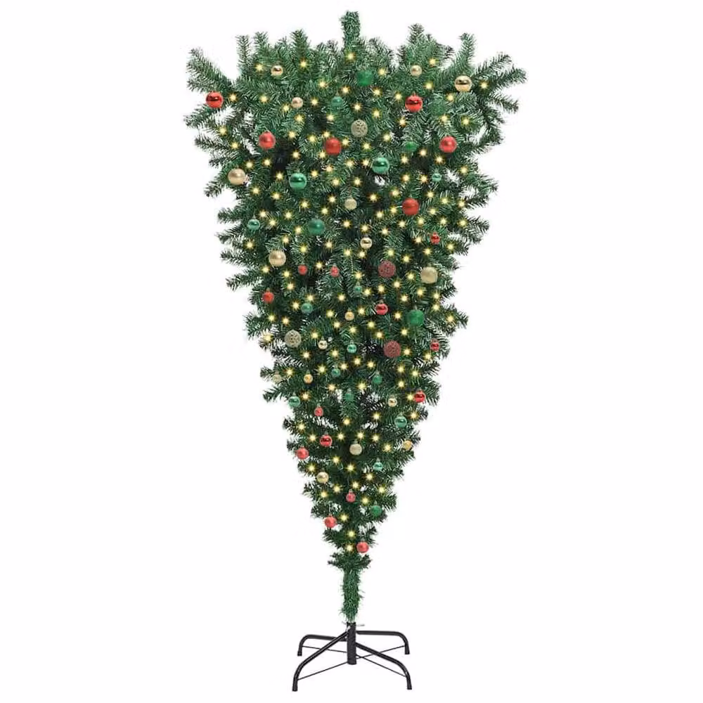 Berkfield Home Green Tabletop Upside-down Artificial Pre-lit Christmas Tree with Ball Set – 2