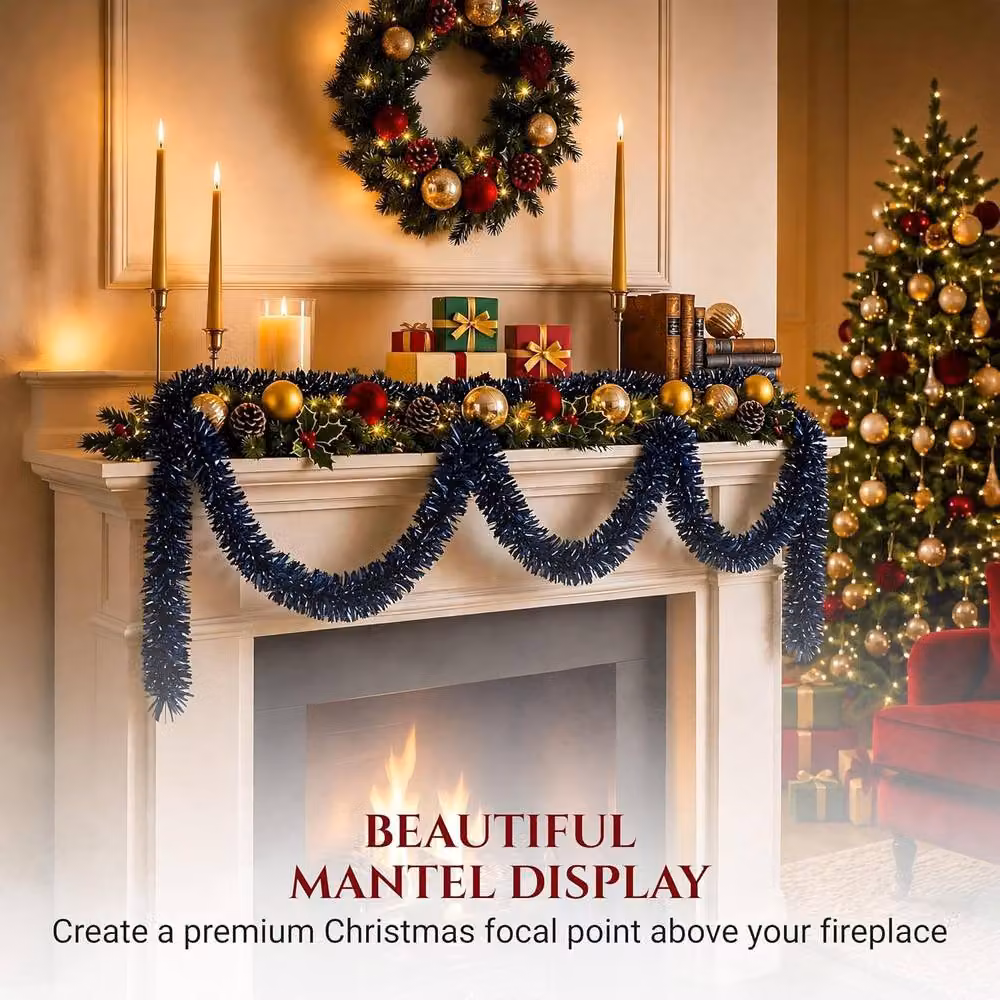 Shatchi Midnight Blue Chunky Tinsel Garland Christmas Decoration – 5