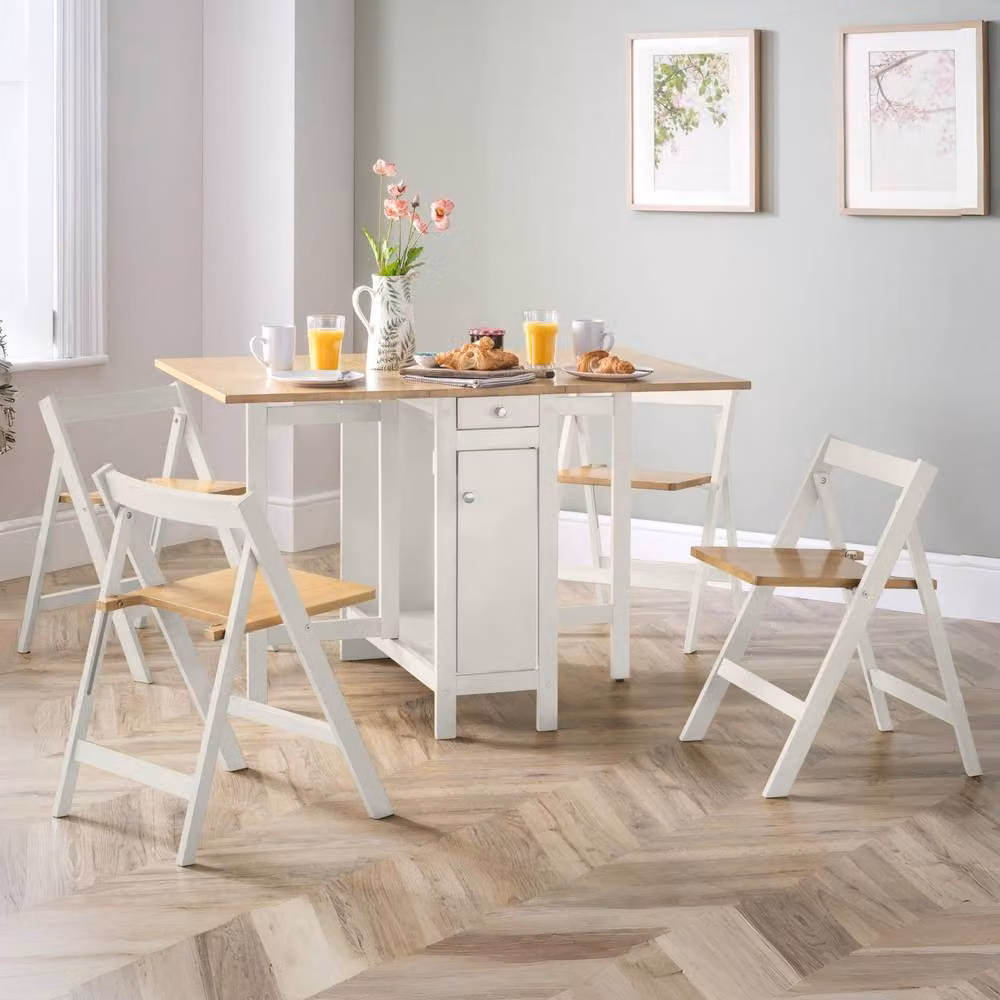 Cheshire Premium Savona 4 Seater Extending Dining Set, White and Oak, Width: 120 cm – 2