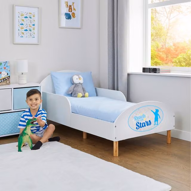 Liberty House Toys Reach For The Stars White Toddler Bed in Solid Pine Wood