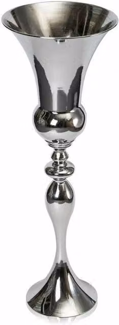 Ventryn Silver Metal Tall Floor Vase Large Flower Urn, Height: 74 cm, Width: 15 cm – 1