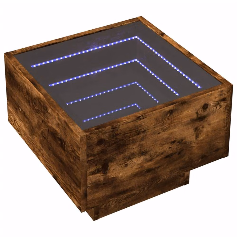 Berkfield Home Side Table in Smoked Oak Brown with LED, W/D/H: 40 x 40 x 30 cm – 3