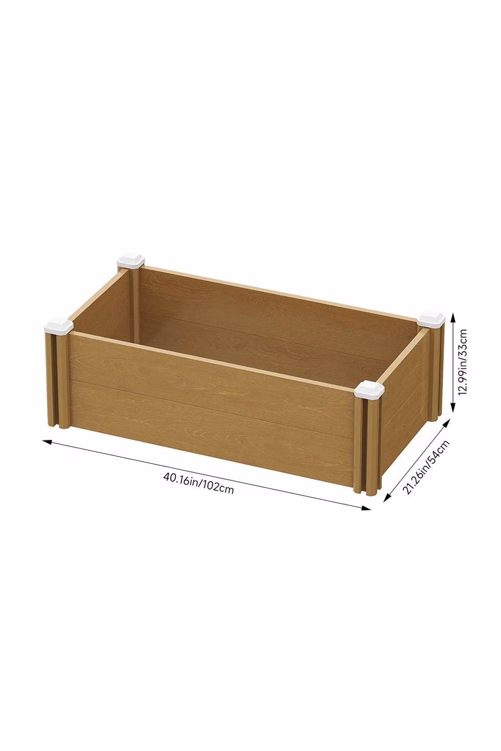 Living and Home Brown Plastic Wood-Grain Raised Garden Bed Planter W: 54 cm, D: 33 cm, H: 54 cm – 2