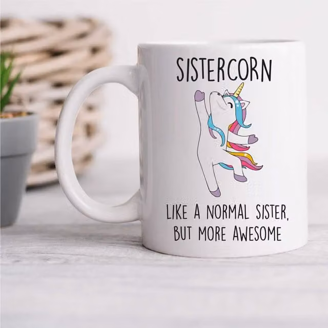 60 Second Makeover Sistercorn Ceramic Mug in White