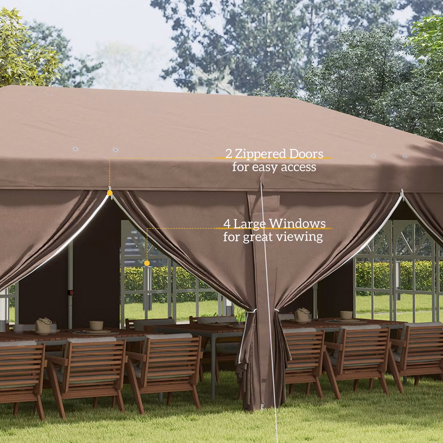 Outsunny Brown Pop Up Gazebo with Sides and Metal Frame, W: 600 cm, D: 300 cm, H: 270 cm – 6