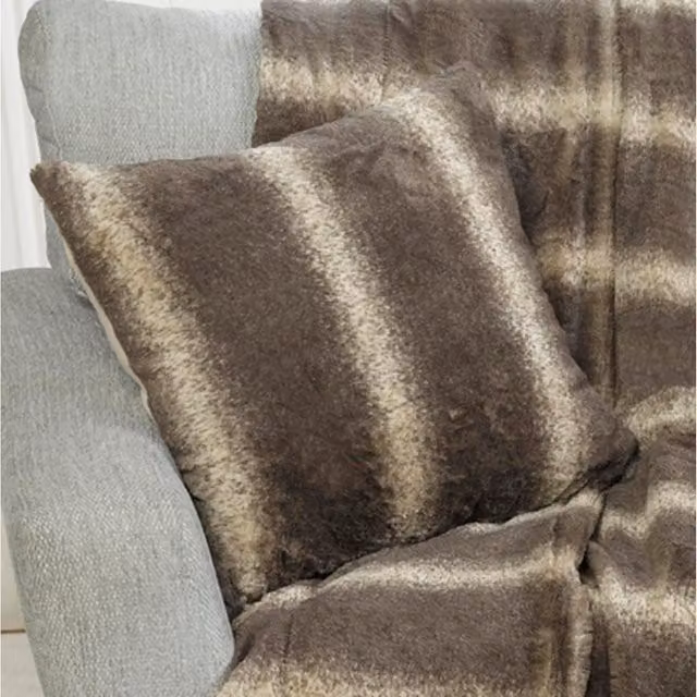 Rapport Home Alaska Faux Fur Striped Cushion Cover, Multicolour, W/D/H: 43 x 43 x 43 cm