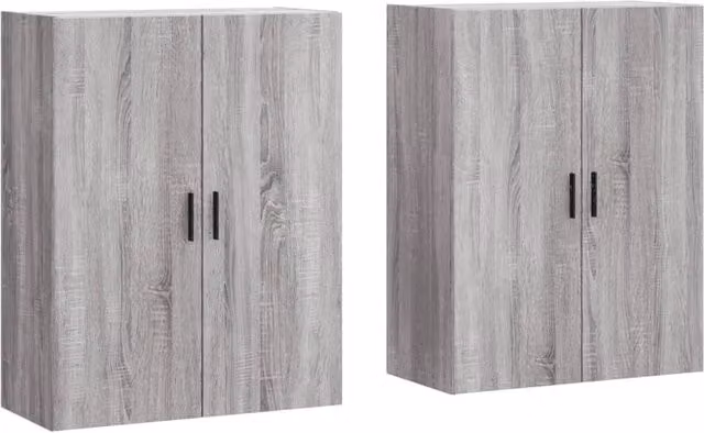 Berkfield Home Wall Mounted Cabinets, 2 Piece Set in Grey Sonoma, W: 69.5 cm, D: 34 cm, H: 90 cm – 1
