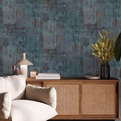 Graham & Brown Blue Industrial Abstract Concrete Textured Wallpaper – 2