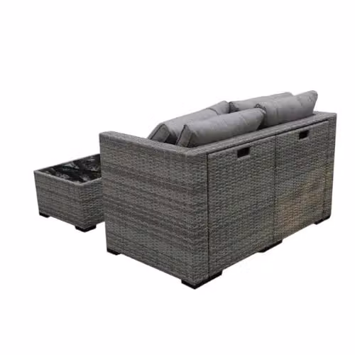 Garden Greatness Coco Rattan Lounge Garden Set with Table in Grey and Multicolour