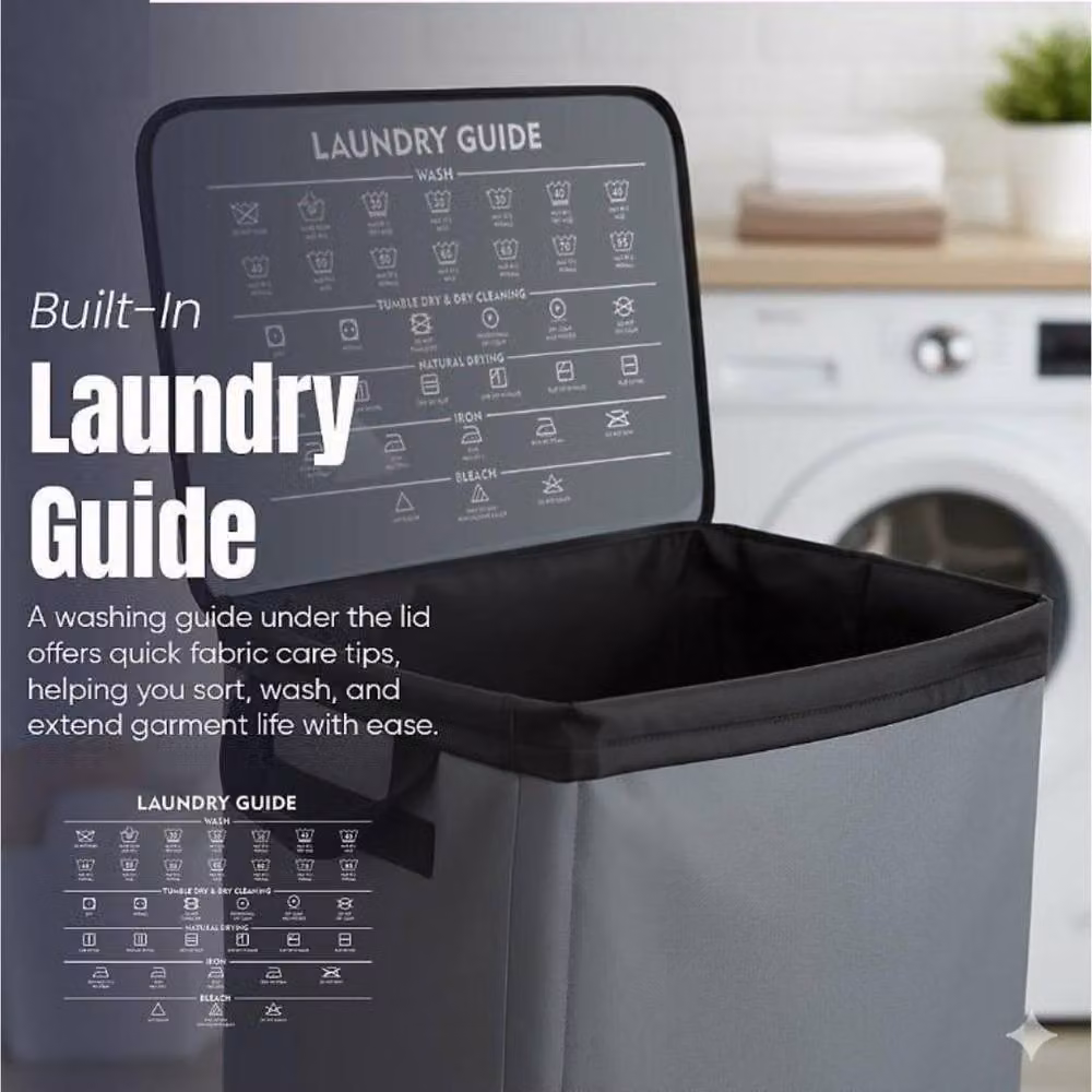 Mantraraj 100L Foldable Laundry Basket with Lid in Grey – 2