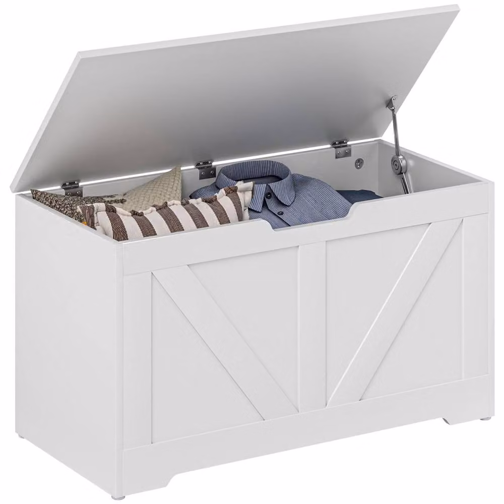 Wyld Haus Kamari 100L White Wood Effect Storage Chest with Soft Close Lid – 2