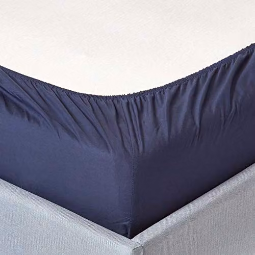 Homescapes Navy Blue Egyptian Cotton Double Fitted Sheet, 200 Thread Count Percale – 3