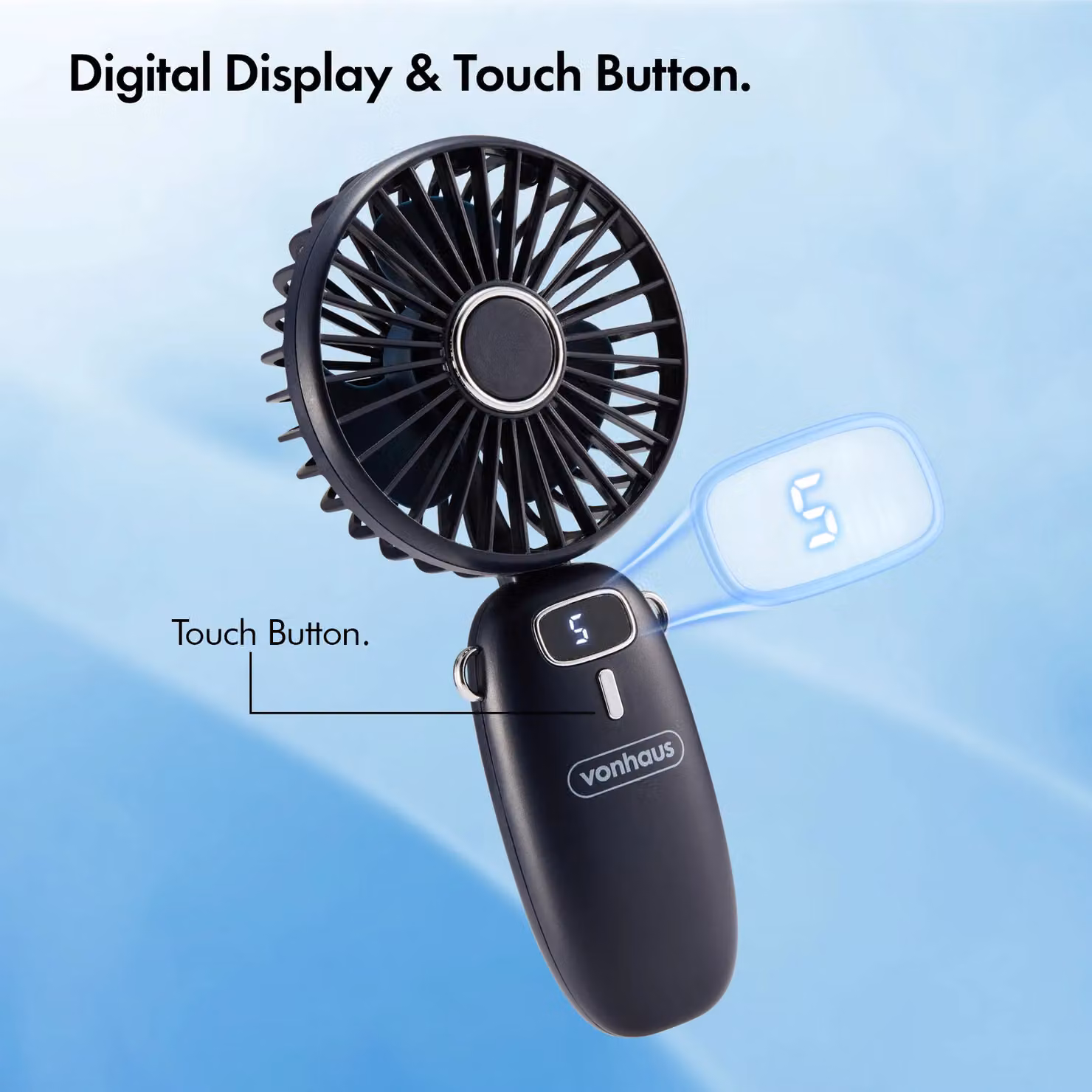 VonHaus Rechargeable Mini Handheld Fan in Blue – 6