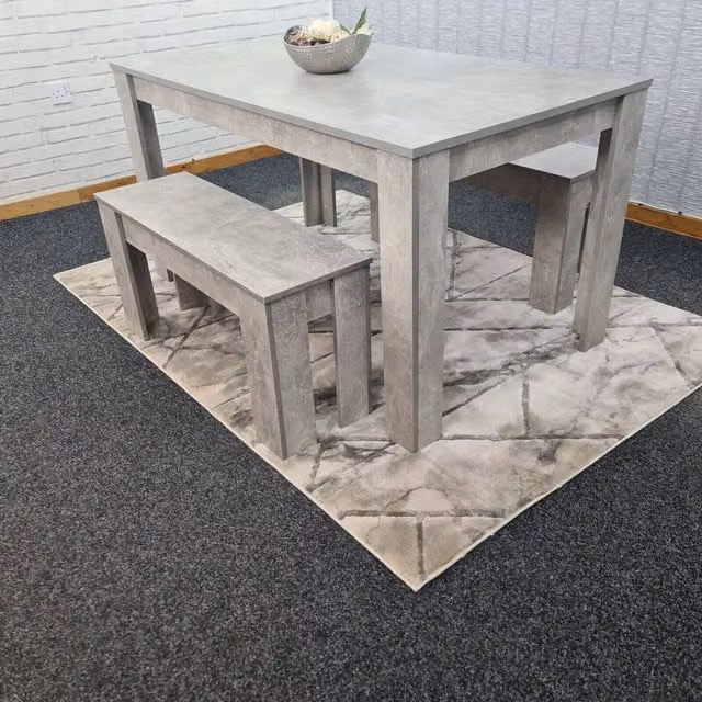 Kosy Koala Modern Rectangular Dining Table and Benches Set in Matt Grey