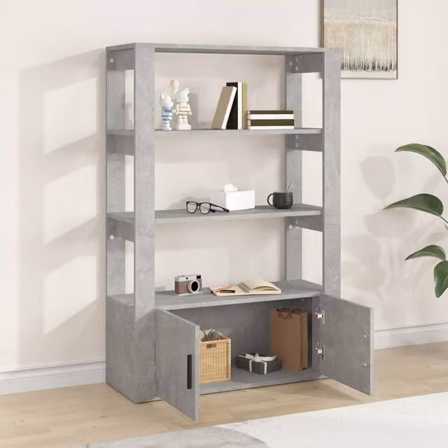 Berkfield Home Sideboard in Concrete Grey, W/D/H: 80 x 30 x 119.5 cm – 1