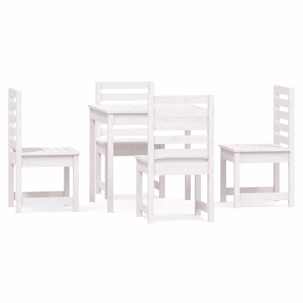 Berkfield Home Beautiful 5 Piece White Solid Wood Pine Garden Dining Set W/D/H: 82.5 x 48.0 x 76.0 cm – 3