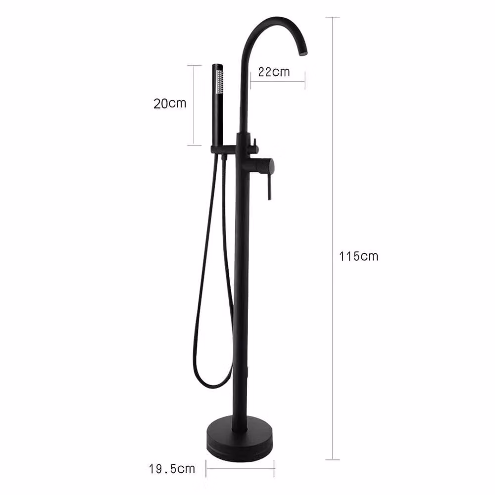 Kelvenix Freestanding Black Bath Shower Mixer with Single Lever Shower Set – 1