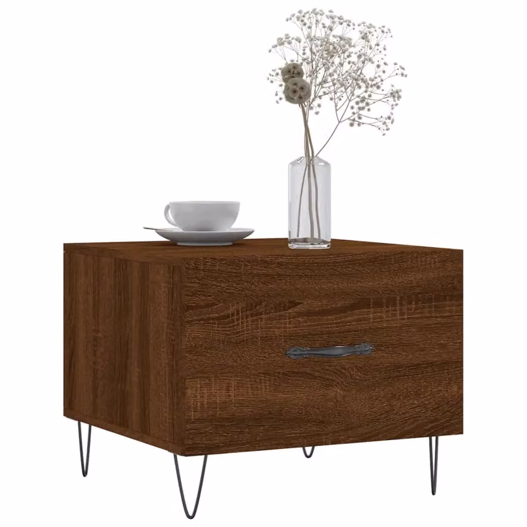 Berkfield Home Set of 2 Brown Oak Coffee Tables, W/D/H: 50 x 50 x 40 cm – 3