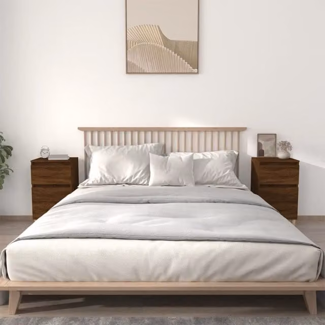 Berkfield Home Set of 2 Classic Brown Oak Bedside Cabinets, W/D/H: 40 x 35 x 70 cm