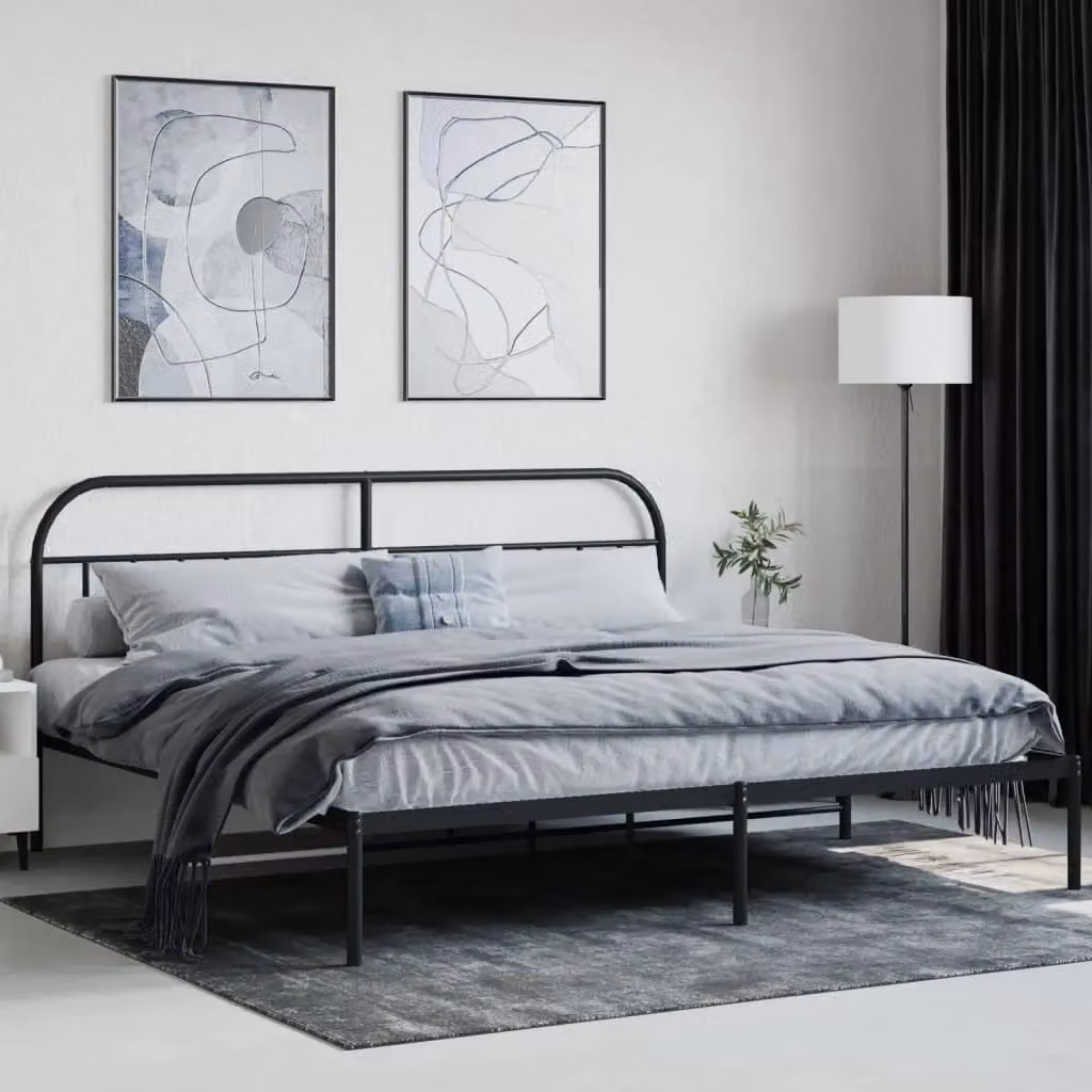 Berkfield Home Metal Bed Frame with Headboard in Black, W/D/H: 193 x 203 cm – 3