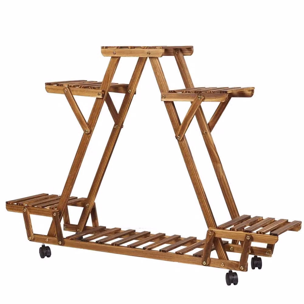 SPETLEK Multi Tier Wooden Plant Stand in Brown – 2