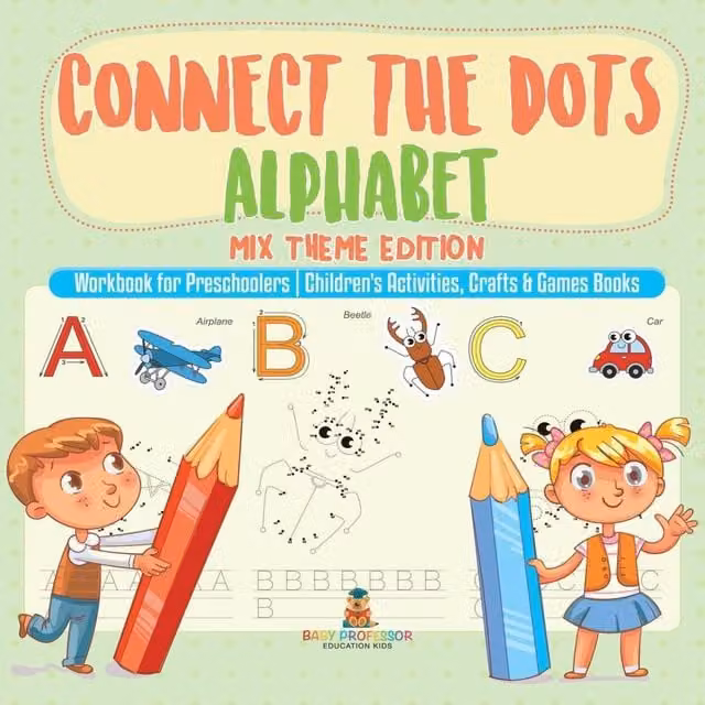 Baby Professor Connect the Dots Alphabet Mix Theme Edition Workbook in White and Multicolour