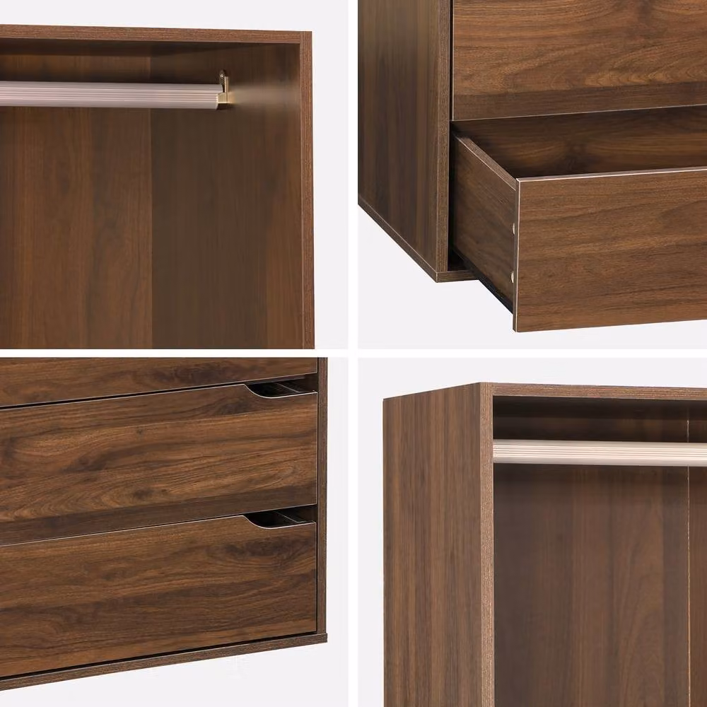 sweeek Modular Open Wardrobe Drawer and Rail Unit in Matt Dark Brown – 3