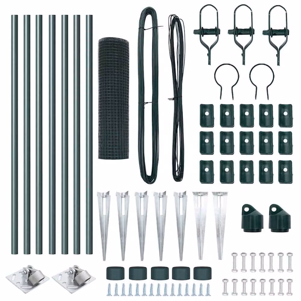 Berkfield Home Green Welded Wire Fence with 7 Spike Posts, Steel, W: 0.6 m, L: 10 m – 4