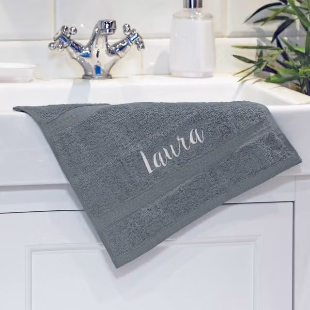 Duncan Stewart Personalised Grey Cotton Terry Fluffy Face Flannel – 1