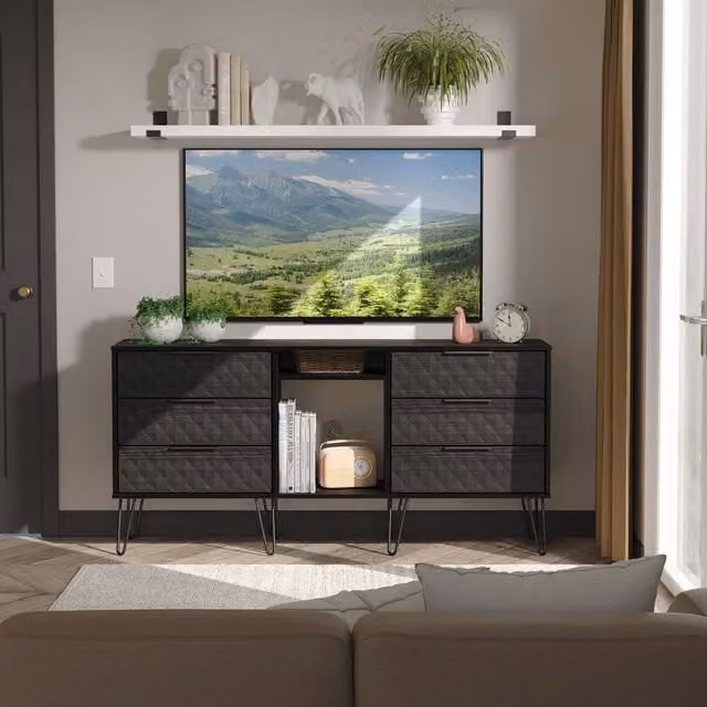 2 U Islay Ready Assembled 6 Drawer Sideboard in Black