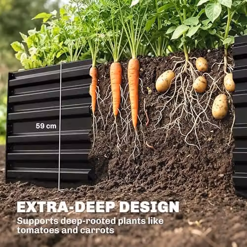 Outsunny Galvanised Steel Raised Bed for Vegetable and Ornamental Gardens, Black, W/D/H: 90 x 90 x 59 cm – 3