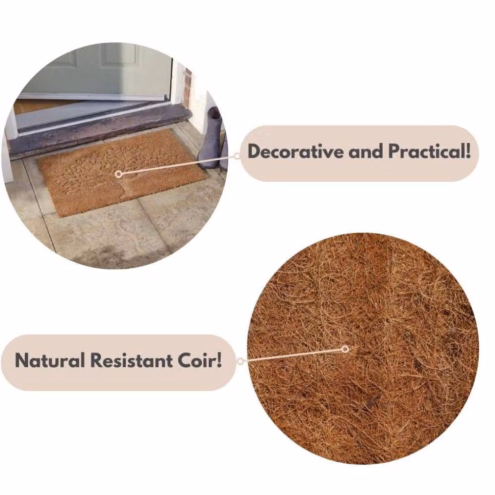 Marco Paul Heavy Duty Coir Door Mat with Brown Tree Design, W: 45 cm, D: 75 cm – 5