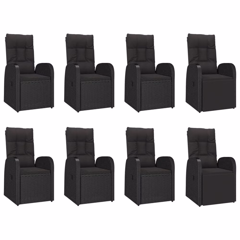 Berkfield Home Beautiful 9 Piece Black Poly Rattan and Oiled Acacia Wood Garden Dining Set – 4