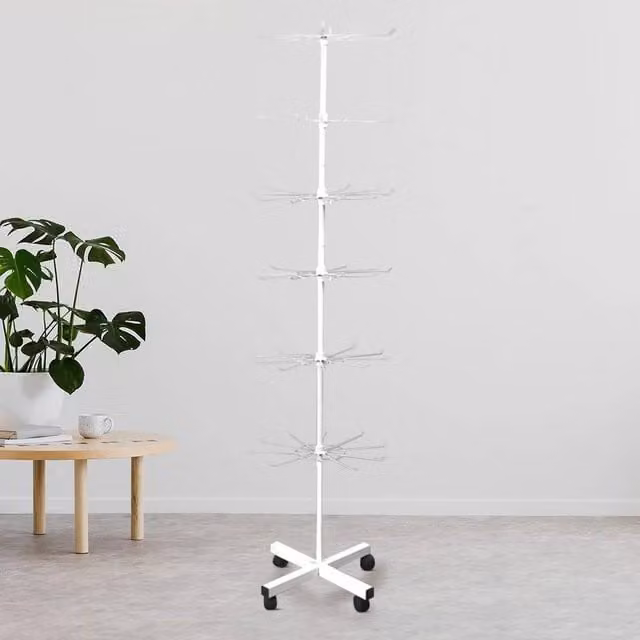 SPETLEK 6 Tier Rotating Retail Display Stand with Adjustable Shelves, White – 1