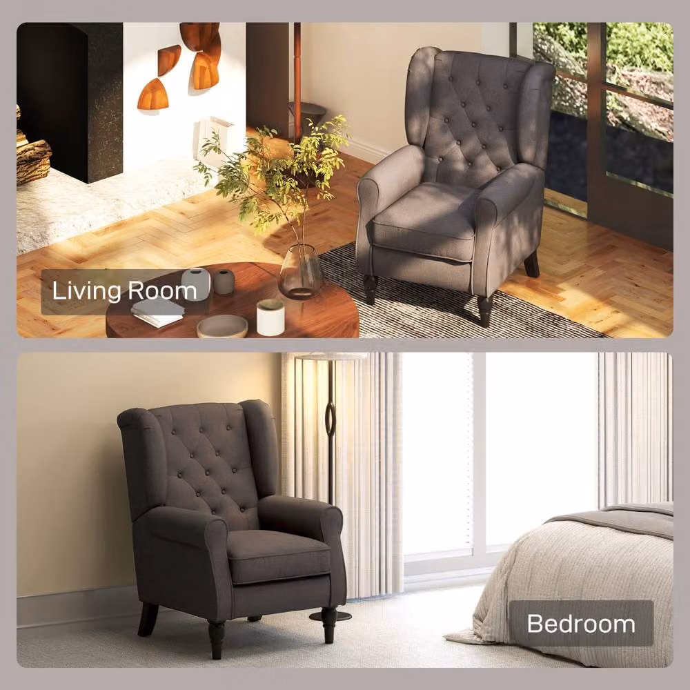Wyld Haus Mizi Brown Wingback Accent Chair with Button Tufting and Solid Wood Frame – 6