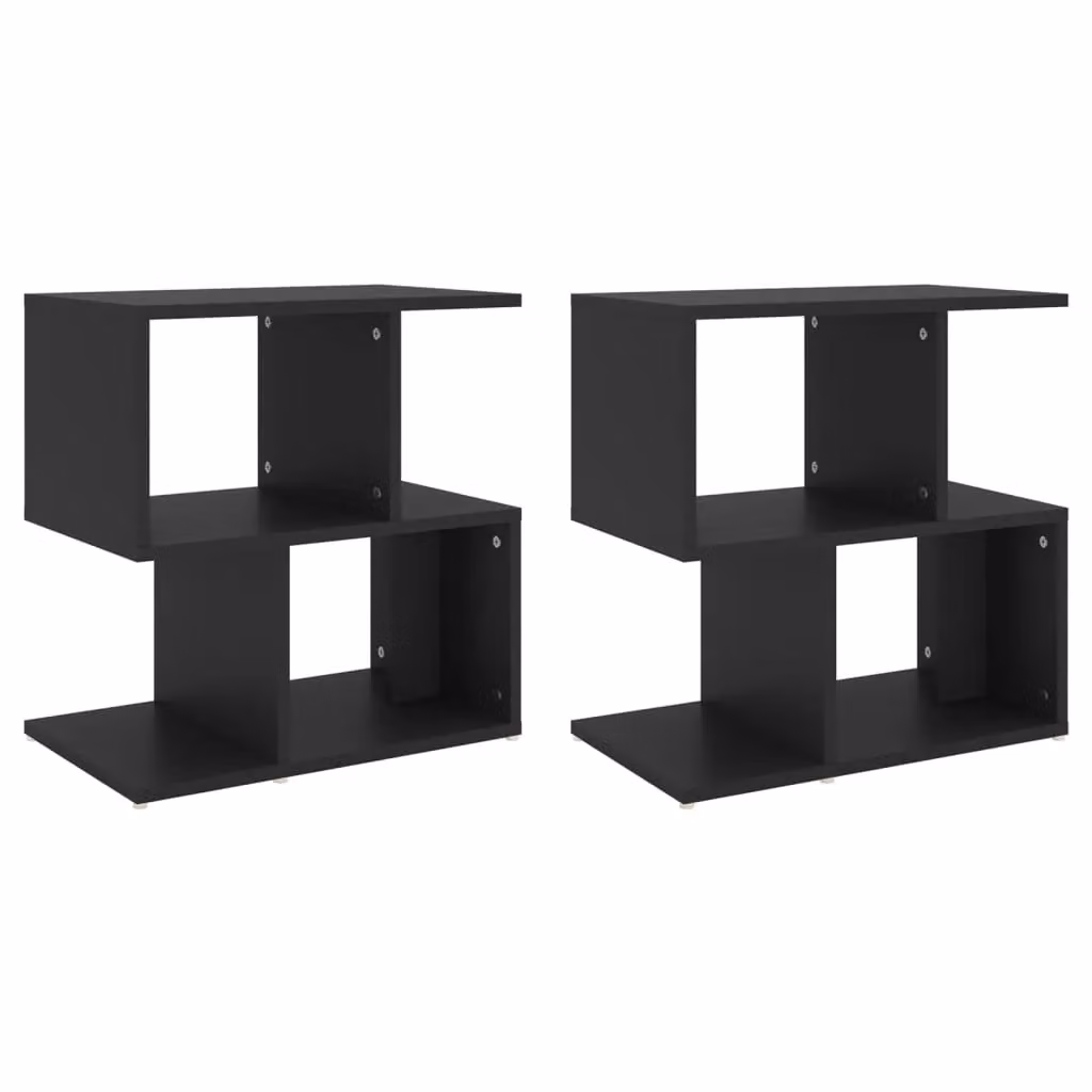 Berkfield Home Set of 2 Black Bedside Cabinets in Engineered Wood W/D/H: 50 x 30 x 51.5 cm – 2