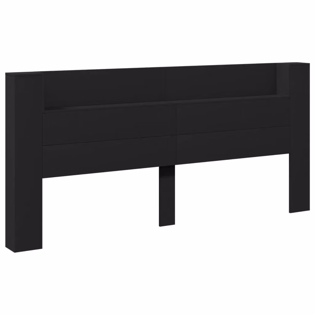 Berkfield Home Modern Black Headboard Cabinet with Integrated LED Lighting and USB Charging Port, W: 220 cm, D: 16.5 cm, H: 103.5 cm – 3