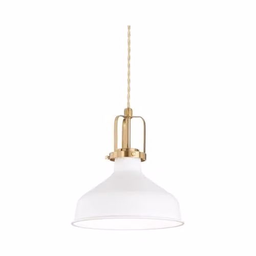 Netlighting Eris1 Indoor Dome Ceiling Pendant Lamp, White and Gold/Brass, E27, Height Adjustable