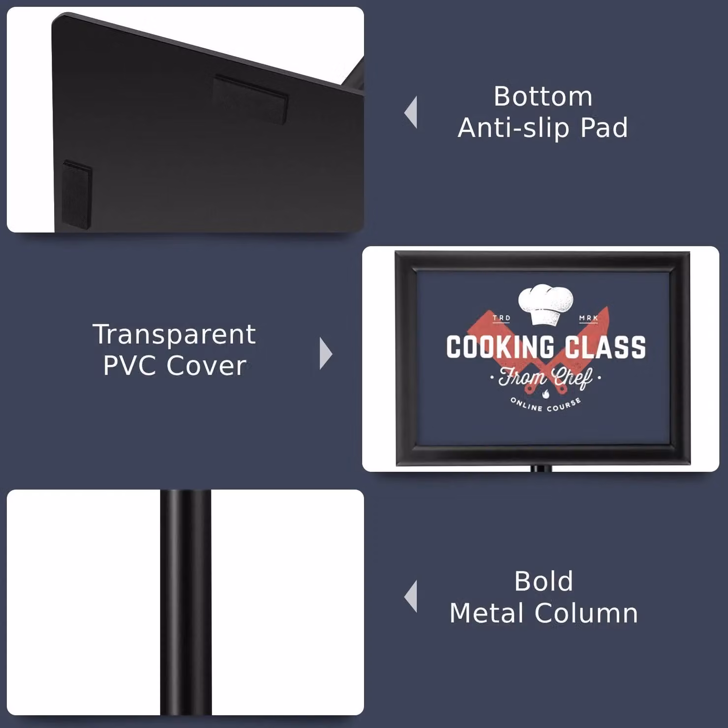 Costway A4 Adjustable Aluminum Floor Standing Poster Holder Snap Frame in Black – 3