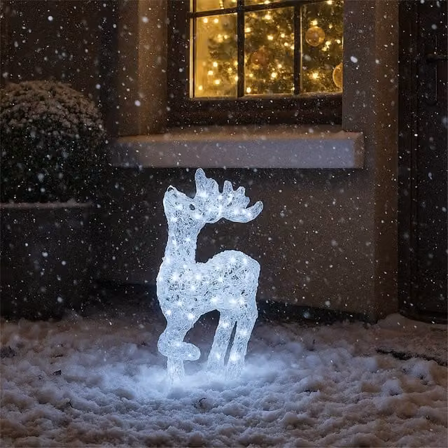 Xmas Haus White Acrylic LED Deer Christmas Decoration, Height: 53 cm