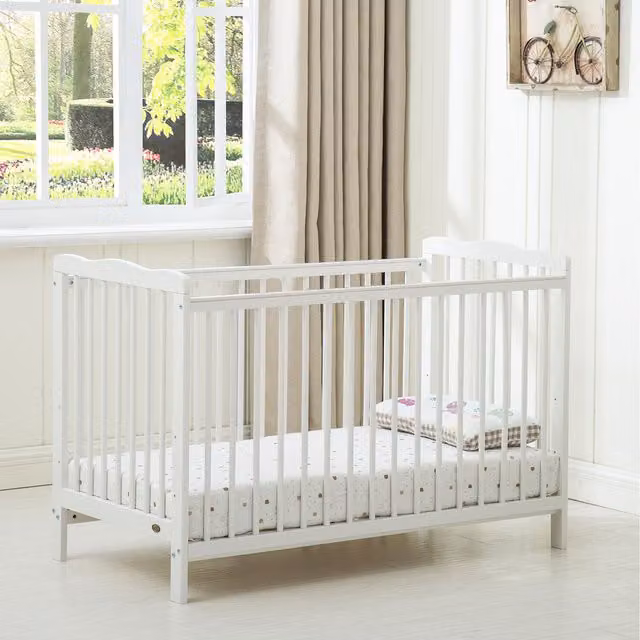 Mcc Direct Brooklyn Baby Cot Crib with Water Repellent Mattress in White