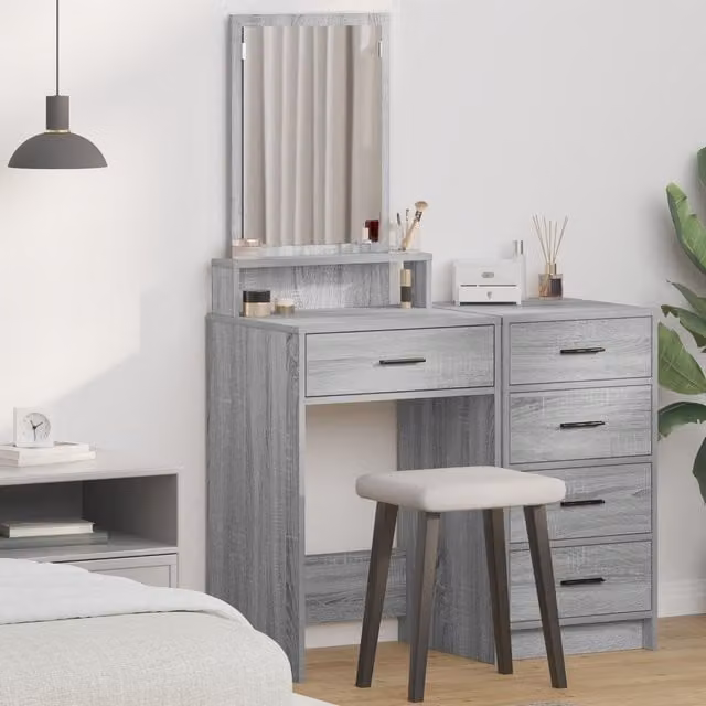 Berkfield Home Modern Dressing Table with Drawers in Grey, W/D/H: 50 x 41 x 140 cm – 1