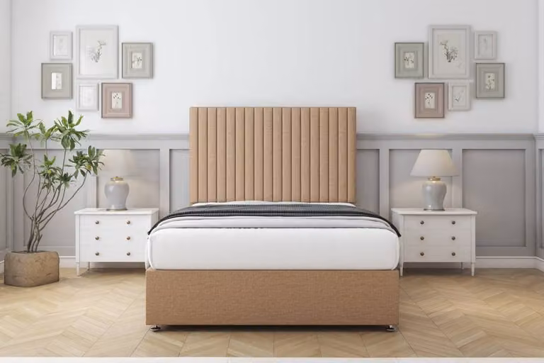 Sloomy Manhattan Dumfries Divan Set with 26 inch Headboard in Brown, Single, W/D/H: 90 x 190 cm